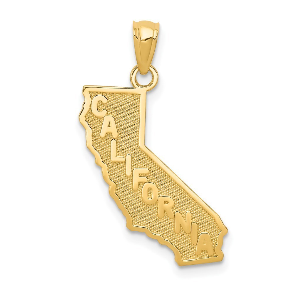 14k Yellow Gold Small Travel CALIFORNIA State Map Necklace Charm Pendant